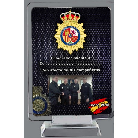 Metopa Cristal Piramide con estuche Grabado Laser